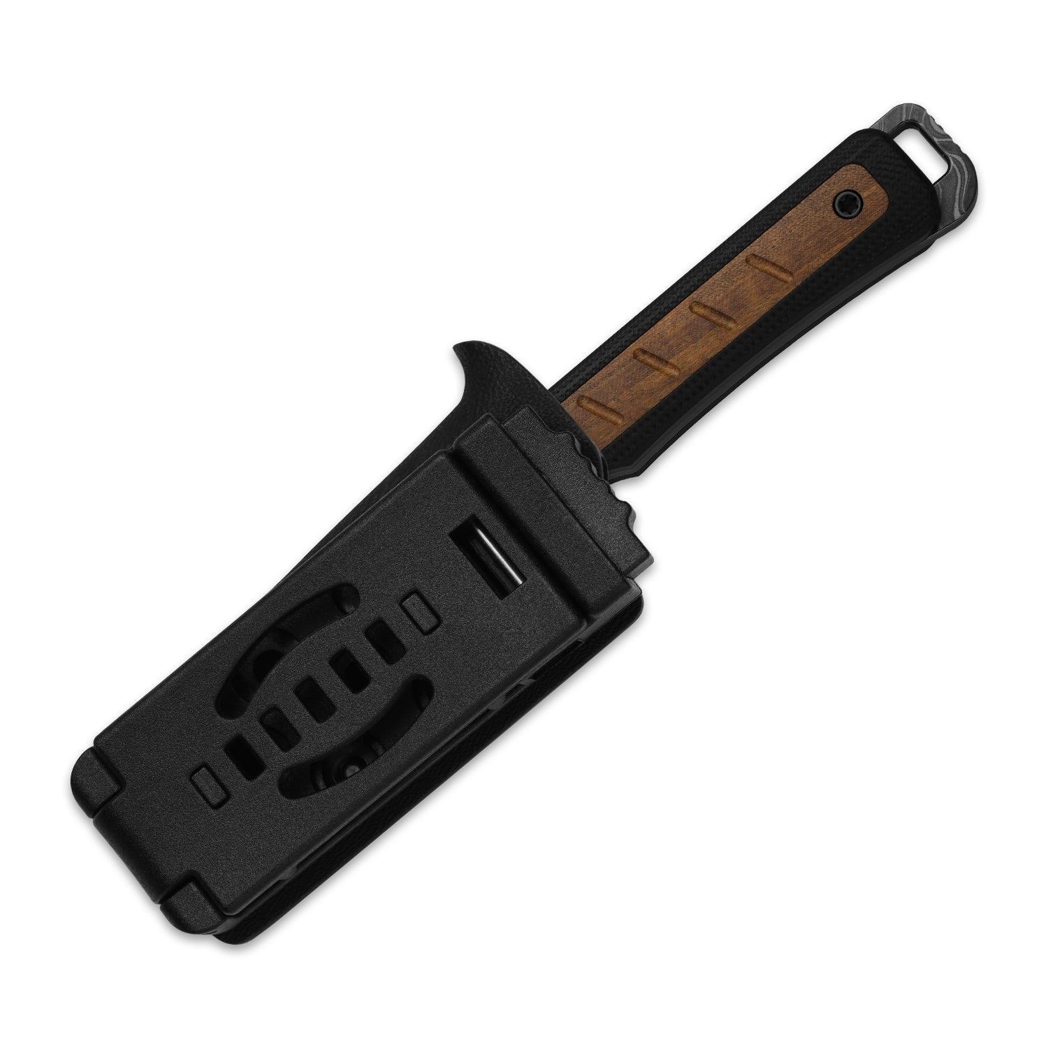 Whiskey Jack | Acid-washed Damascus | G10 & Mkuruti Wood | Skeletonized Tang | 1108A2