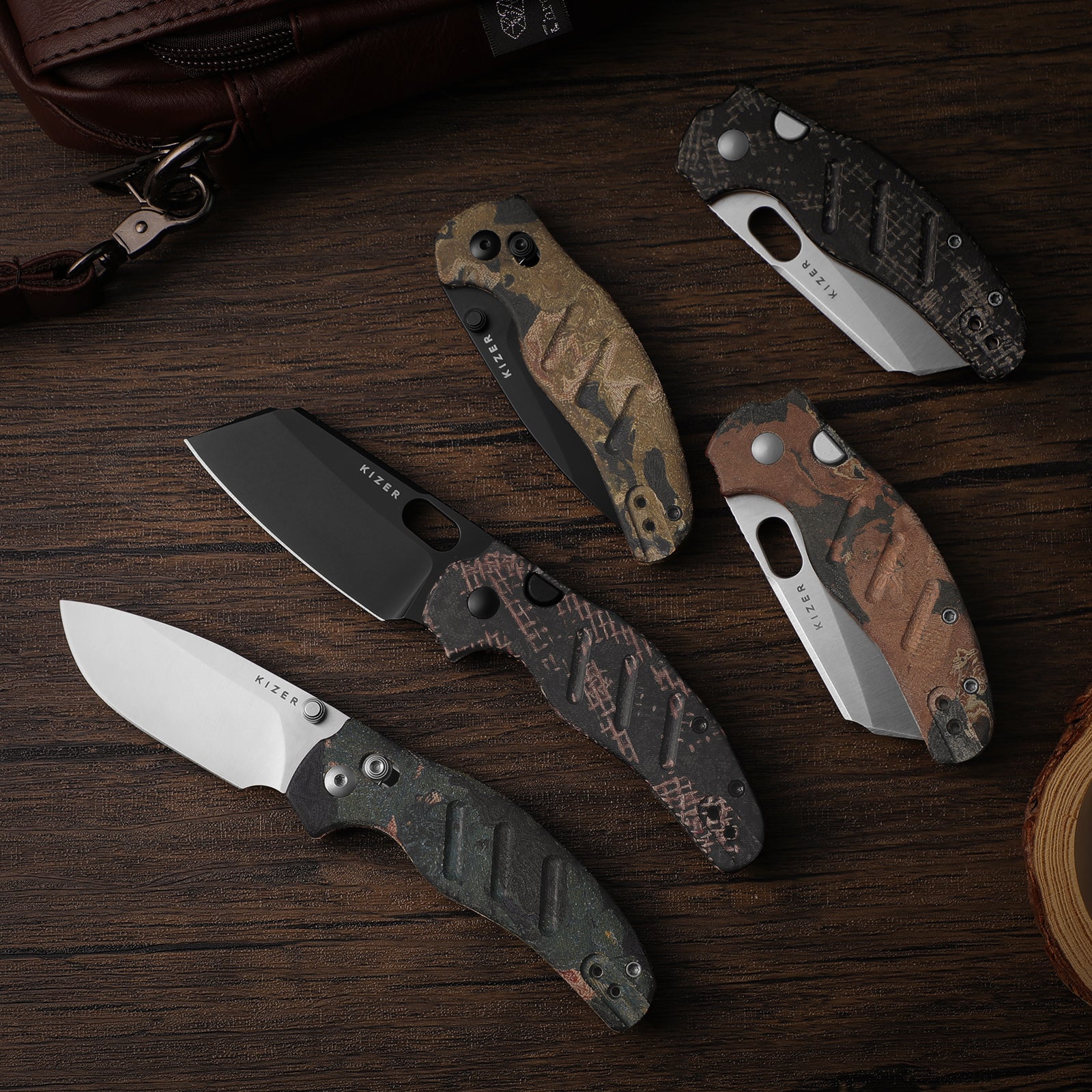 Sheepdog® C01C 2.9 CD | Current Micarta (Yellow Burl Canvas) | Kizer Clutch Lock™ | Nitro-V | KizerV™ 3488.29CDA4