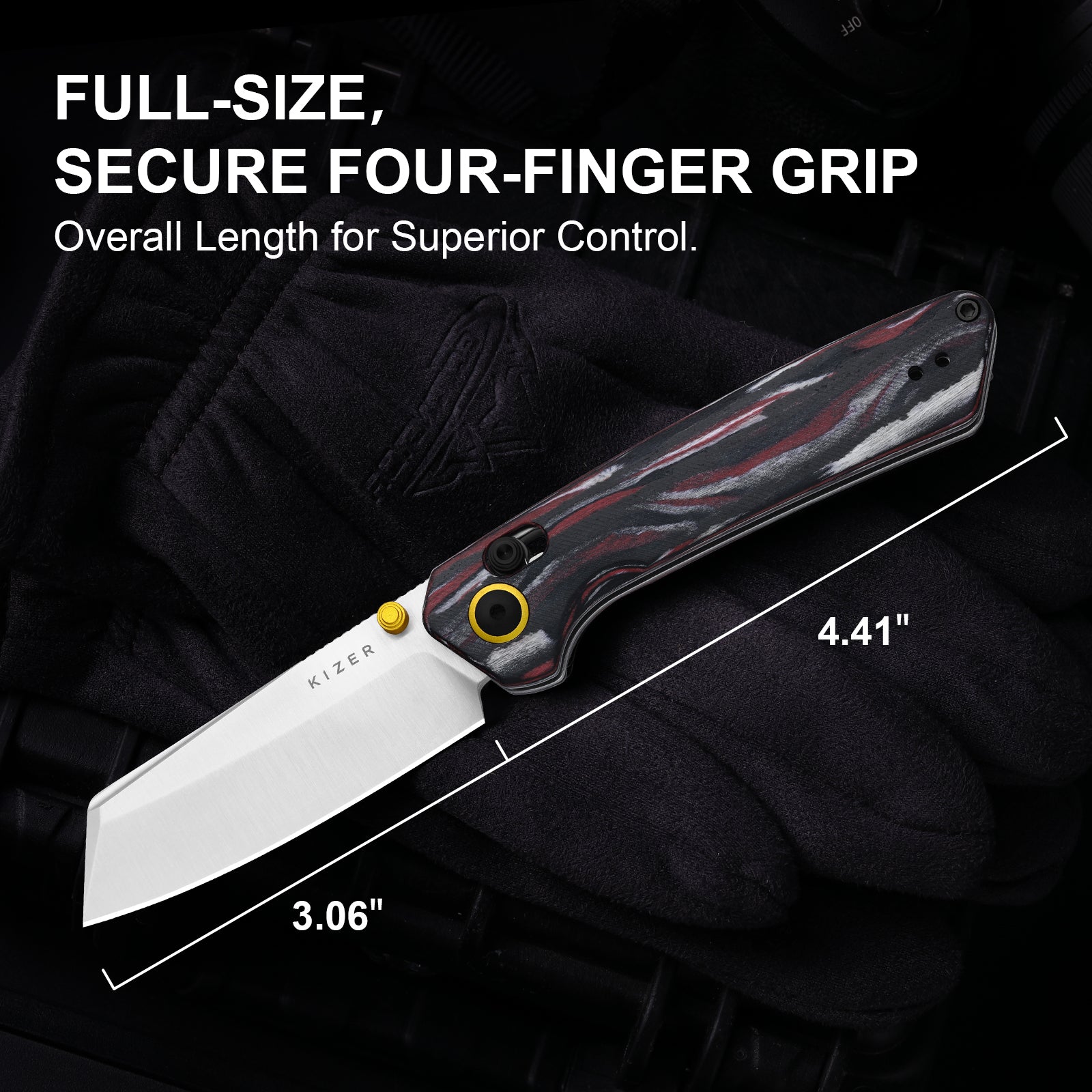 Madrac | Kizer Clutch Lock™ | GID | Micarta With Vortex Pattern | KizerV™ 3693PR2