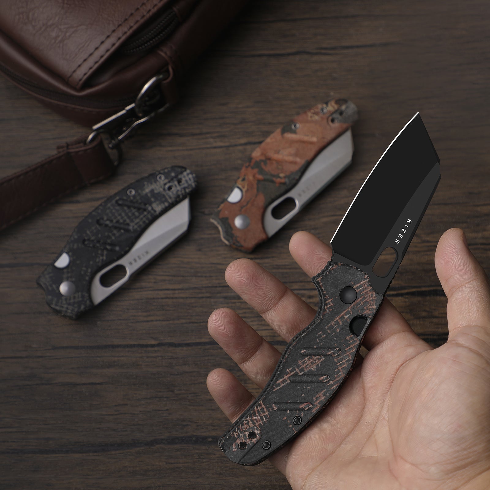 Sheepdog® C01C 2.9 CD | Current Micarta (Yellow Burl Canvas) | Kizer Clutch Lock™ | Nitro-V | KizerV™ 3488.29CDA4