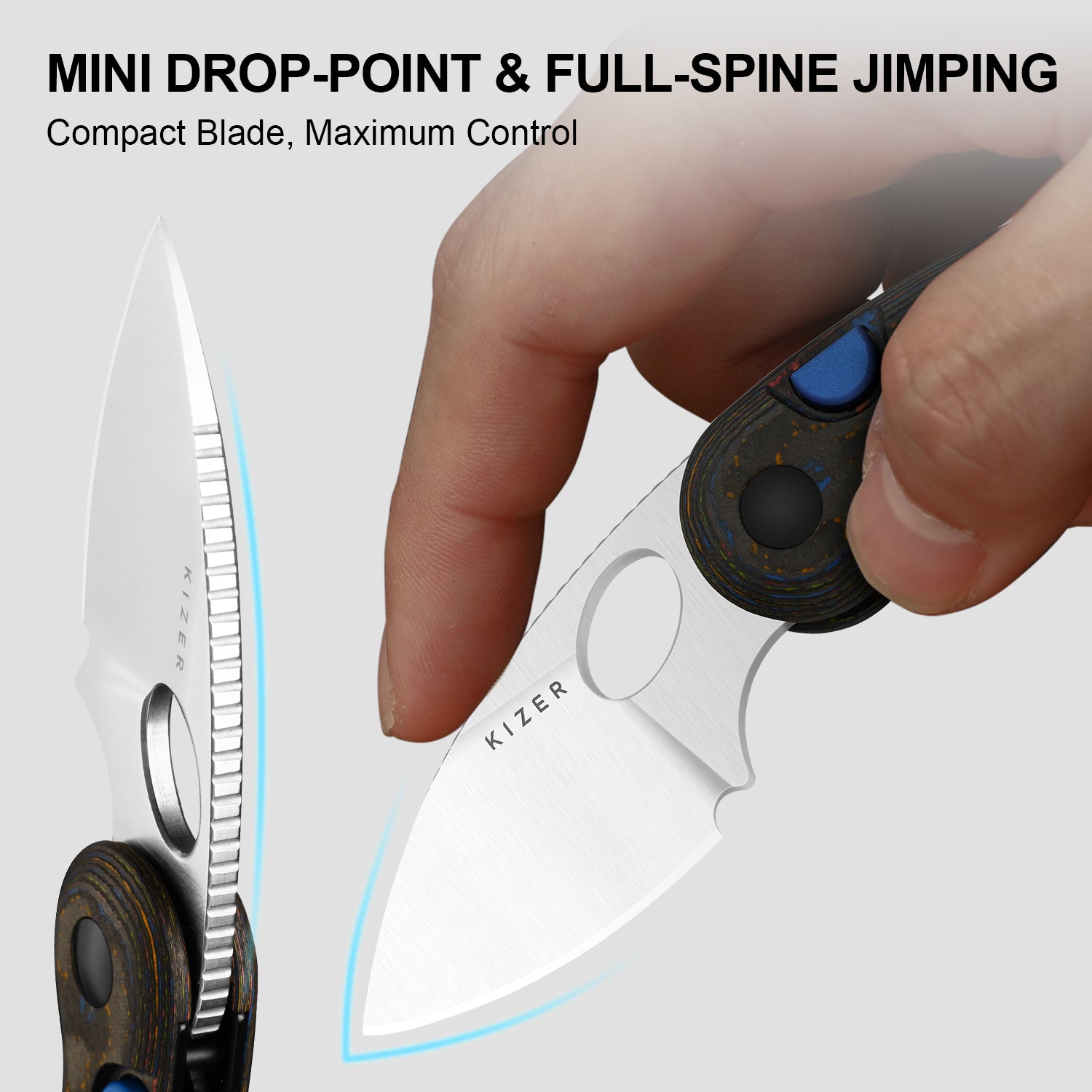 Microbe™ | Kizer Button Liner Lock™ | M390 | Camo Carbon 80's | KizerB™ 2742A1