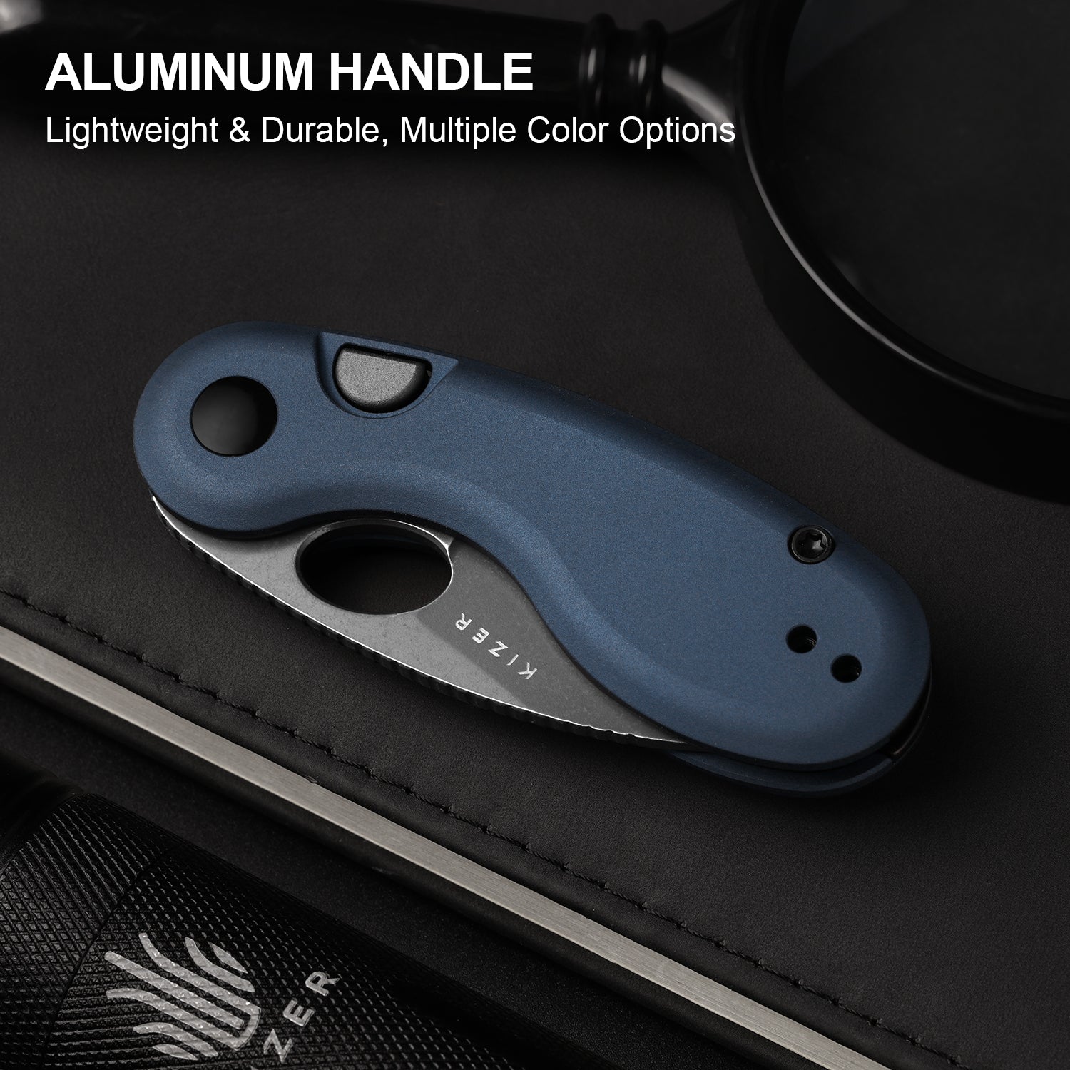 Microbe™ | Kizer Button Liner Lock™ | 14C28N | Aluminum | KizerV™ 2742A1