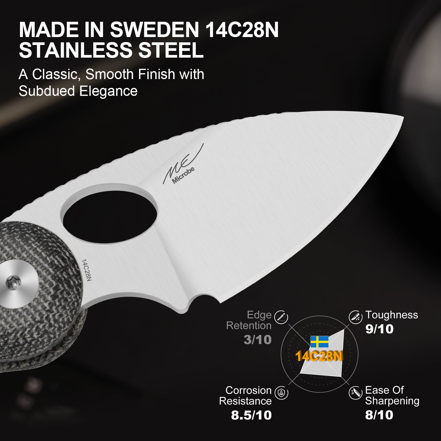 Microbe™ | Kizer Button Liner Lock™ | Norplex UltreX™ Micarta | 14C28N | KizerV™ 2742A2