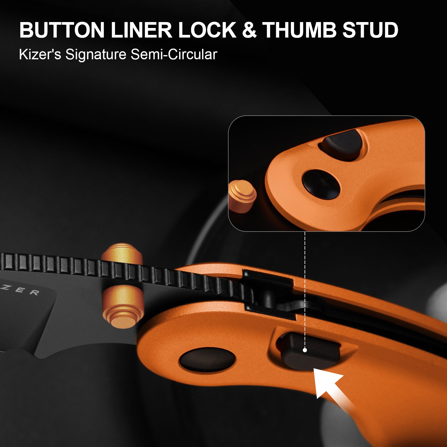 Microbe™ | Kizer Button Liner Lock™ | 14C28N | Aluminum | KizerV™ 2742A3