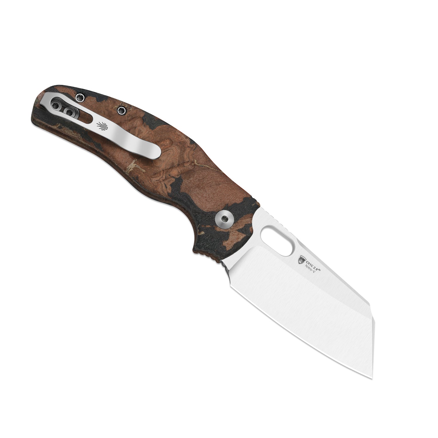 Sheepdog® C01C 2.9 BS | Current Micarta (Orange Burl Canvas) | Kizer Button Liner Lock™ | Nitro-V | KizerV™ 3488.29BSA3