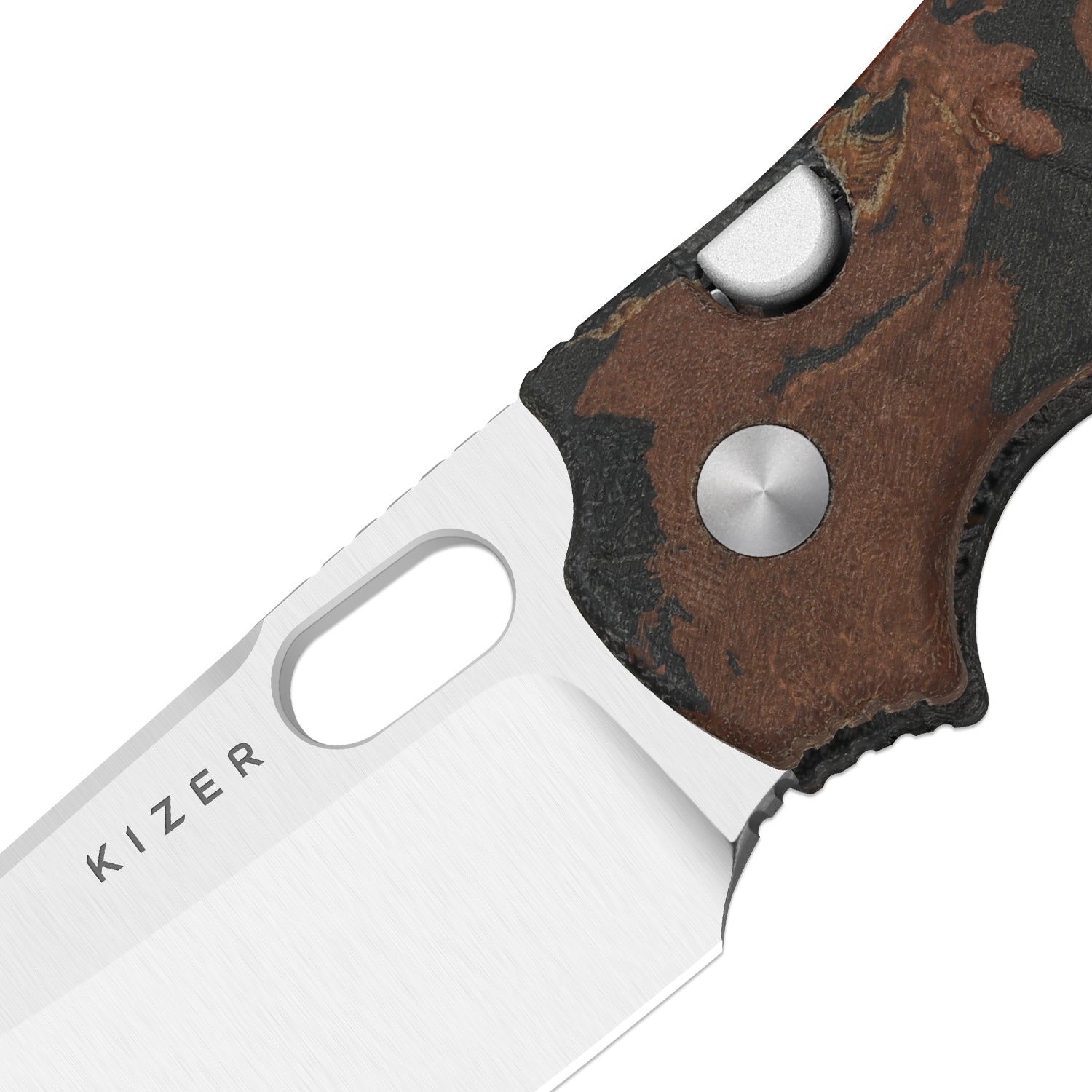 Sheepdog® C01C 2.9 BS | Current Micarta (Orange Burl Canvas) | Kizer Button Liner Lock™ | Nitro-V | KizerV™ 3488.29BSA3