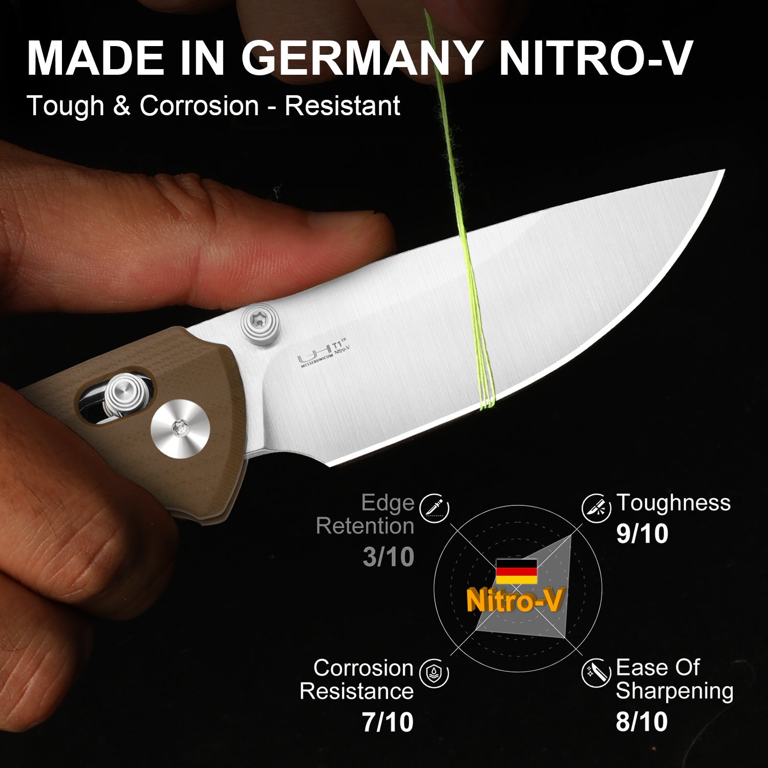 T1 CD | Kizer Clutch Lock™ | Drop Point Blade | Nitro-V | G10 | KizerV™ 3490.2CA2