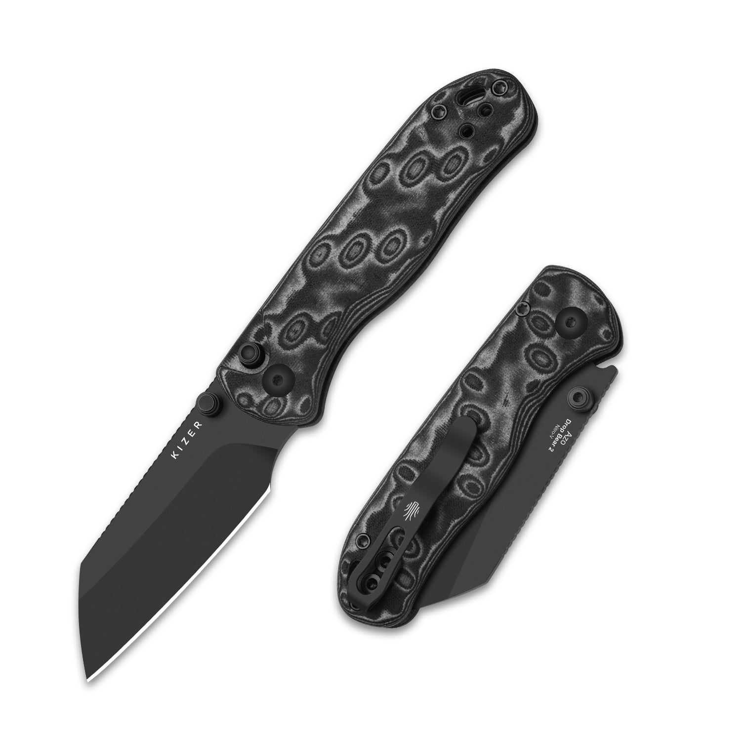 Drop Bear® 2 | Kizer Button Liner Lock™ | Nitro-V | Micarta With Vortex Pattern | KizerV™ 3619.2PR1