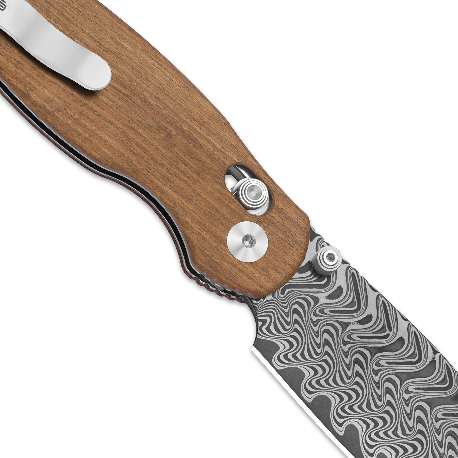Phoca CD | Kizer Clutch Lock™ | Acid Damascus | Mkuruti Wood | KizerV™ 3781CDA3