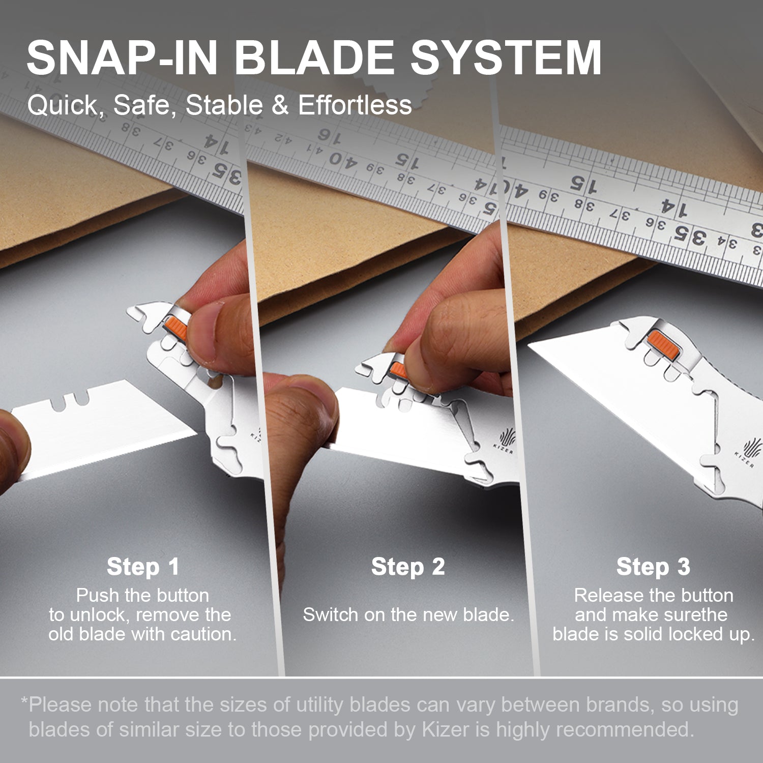 Sheepdog® Utility Knives | Kizer Button Liner Lock™ | C01C Uti 2 | 5Cr15MoV | KizerV™ 3488.29JNA2