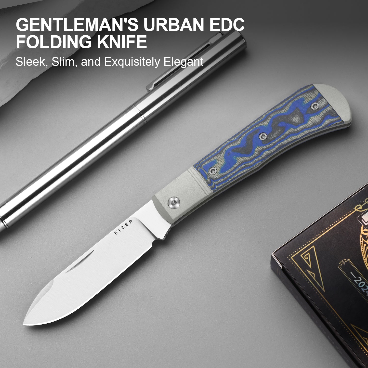 Trestle D | Micarta With Vortex Pattern | Slip Joint | Nitro-V | KizerV™ 3760A2