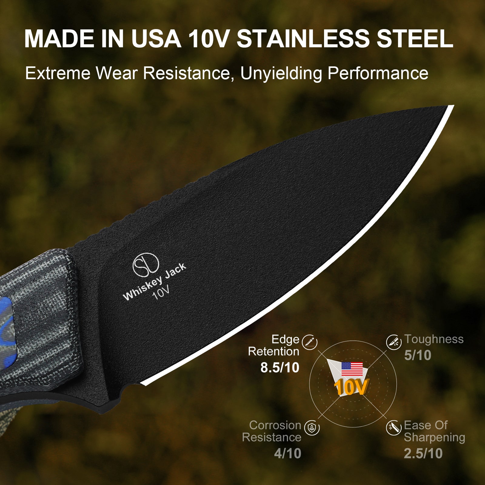 Whiskey Jack | 10V | Micarta With Vortex Pattern | Skeletonized Tang | KizerV™ 1108A1