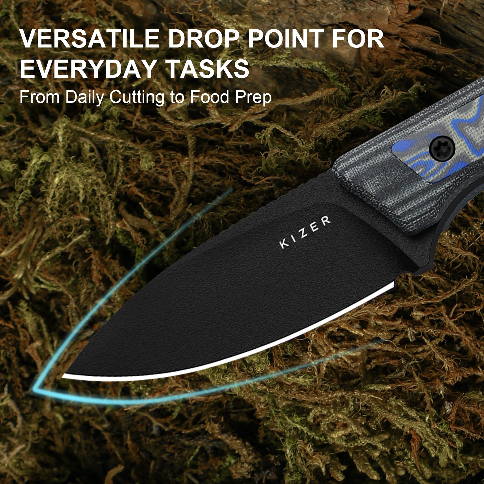 Whiskey Jack | 10V | Micarta With Vortex Pattern | Skeletonized Tang | KizerV™ 1108A1