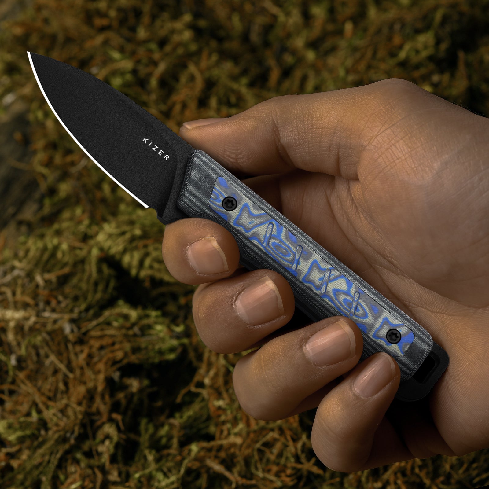 Whiskey Jack | 10V | Micarta With Vortex Pattern | Skeletonized Tang | KizerV™ 1108A1