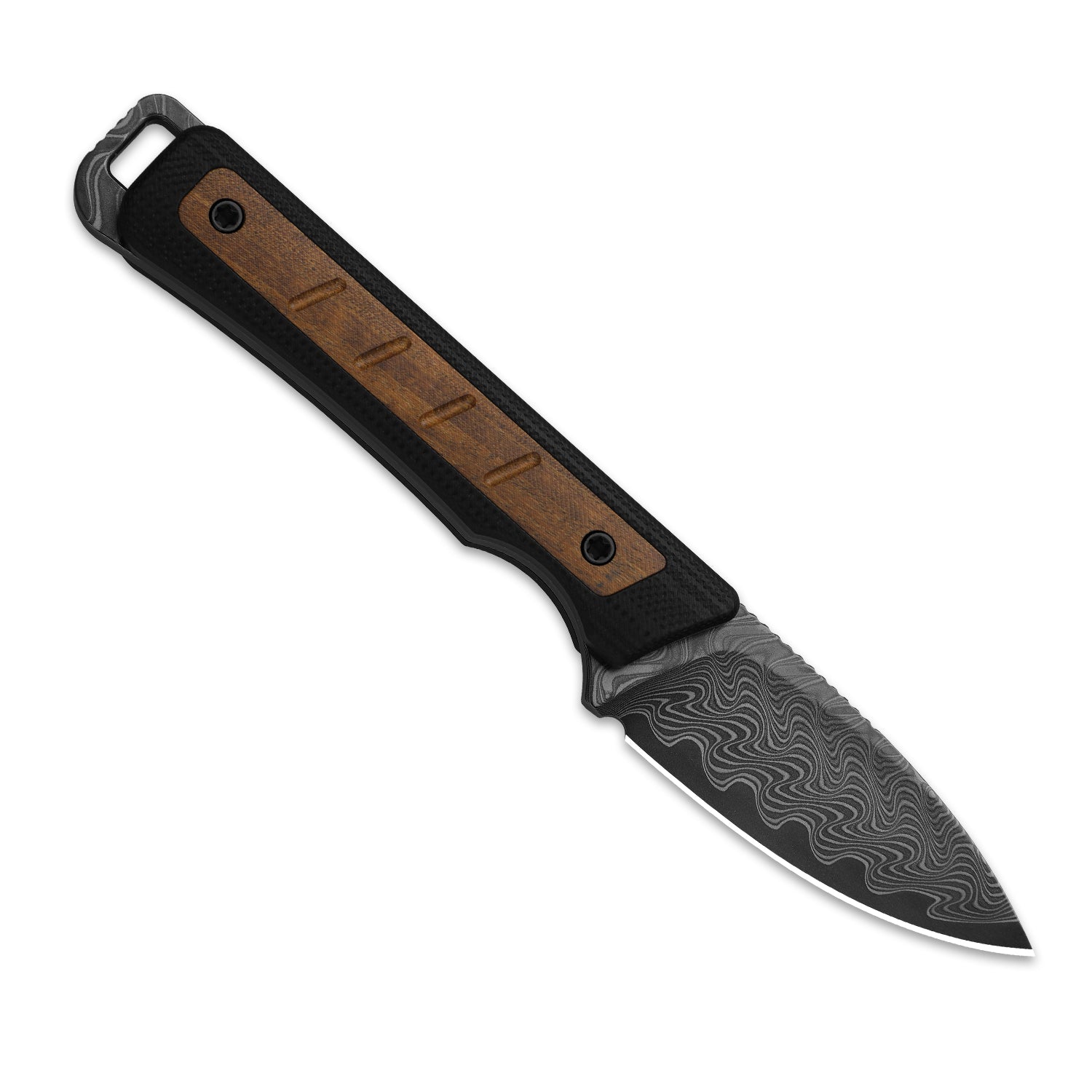 Whiskey Jack | Acid-washed Damascus | G10 & Mkuruti Wood | Skeletonized Tang | 1108A2