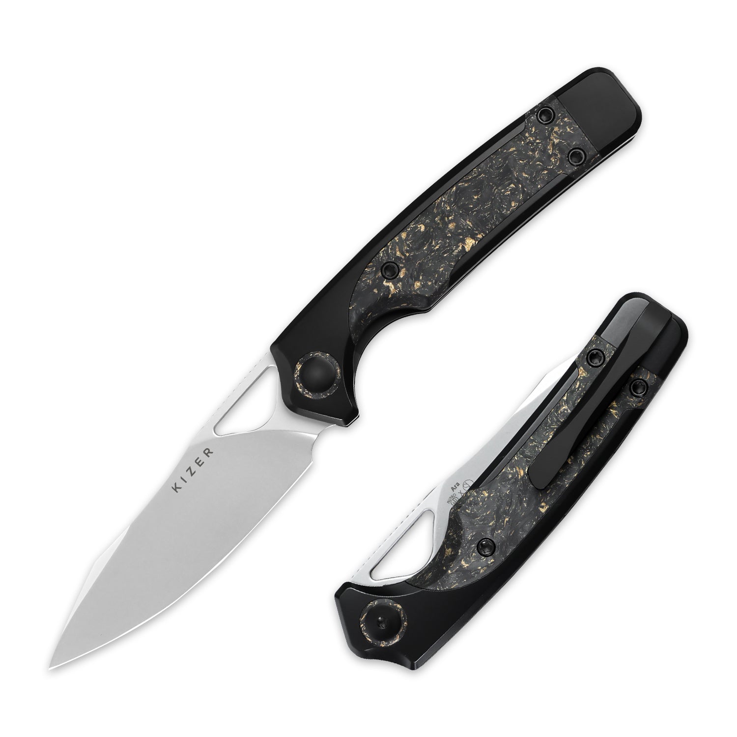 Ara | S45VN | Titanium & Carbon Fiber Gold Flake | Ki3729A1