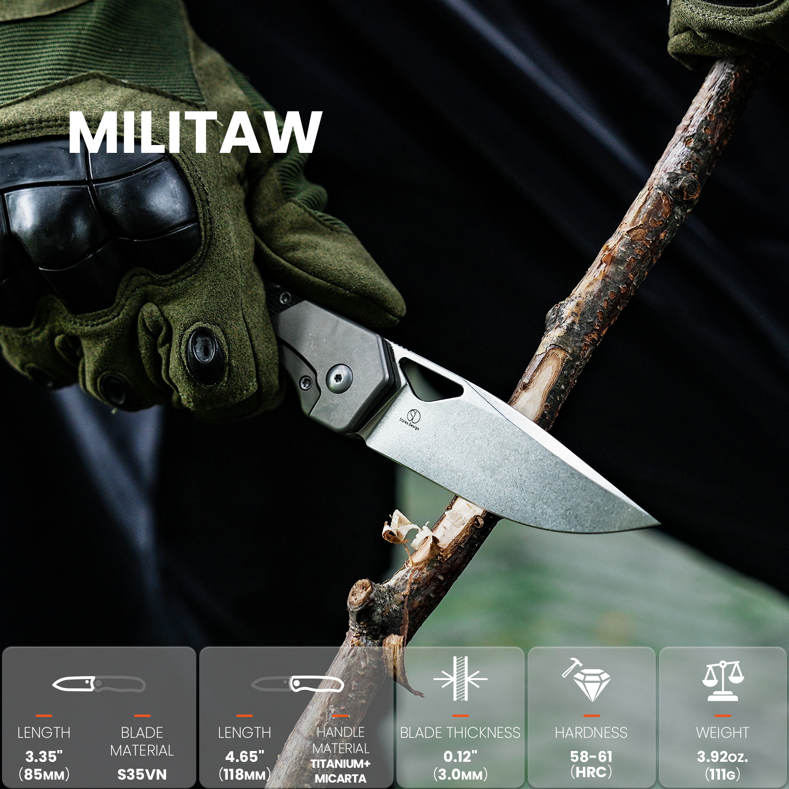 Militaw®  | S35VN | Titanium+Micarta | KizerB™ 3634A1