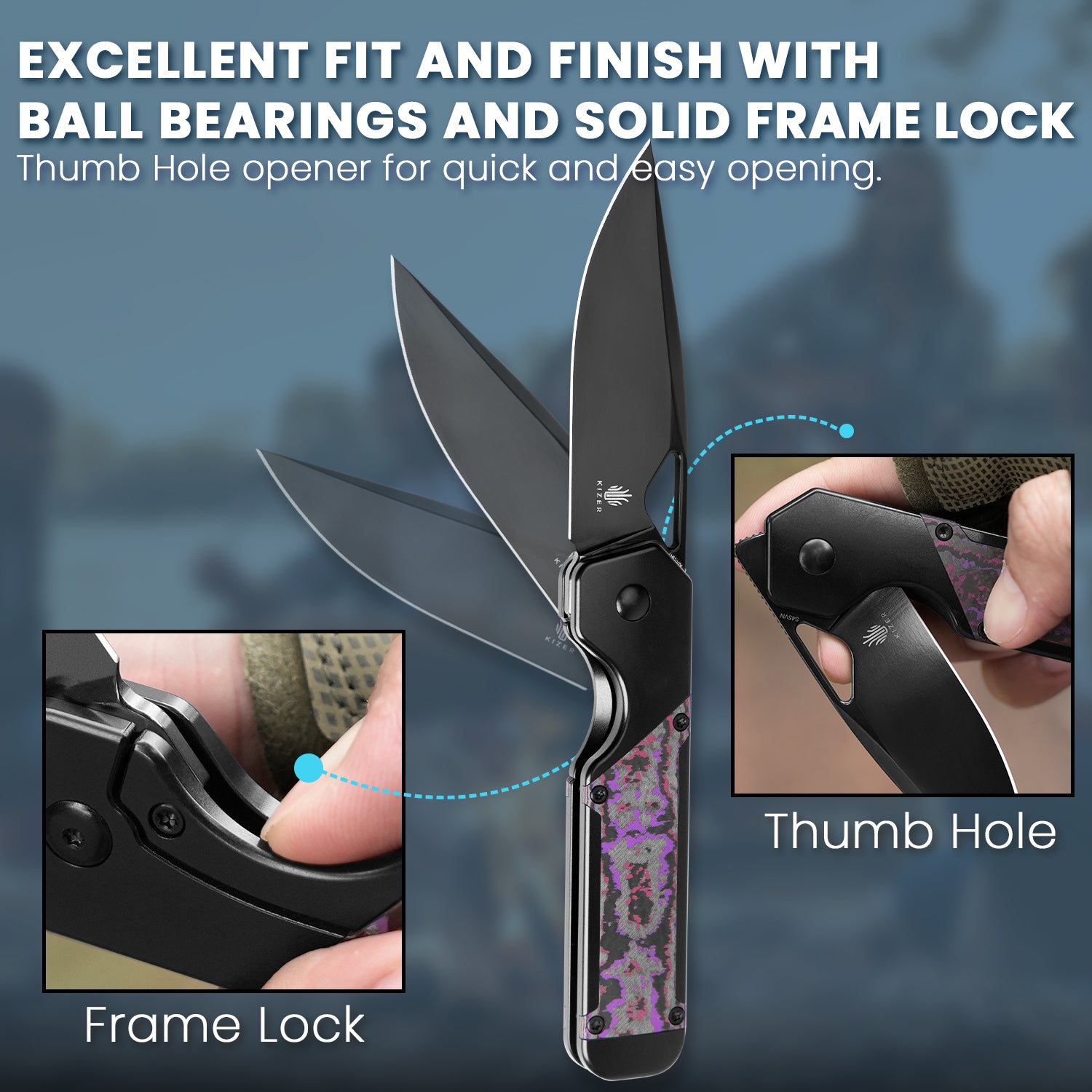 Militaw® | S45VN | Titanium+Fatcarbon | KizerB™ 3634A2