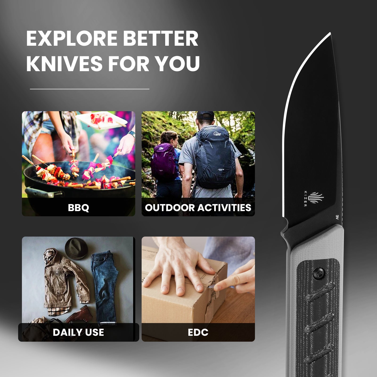 Smolt | 3V | G10+Micarta | KizerV™ 1063A1