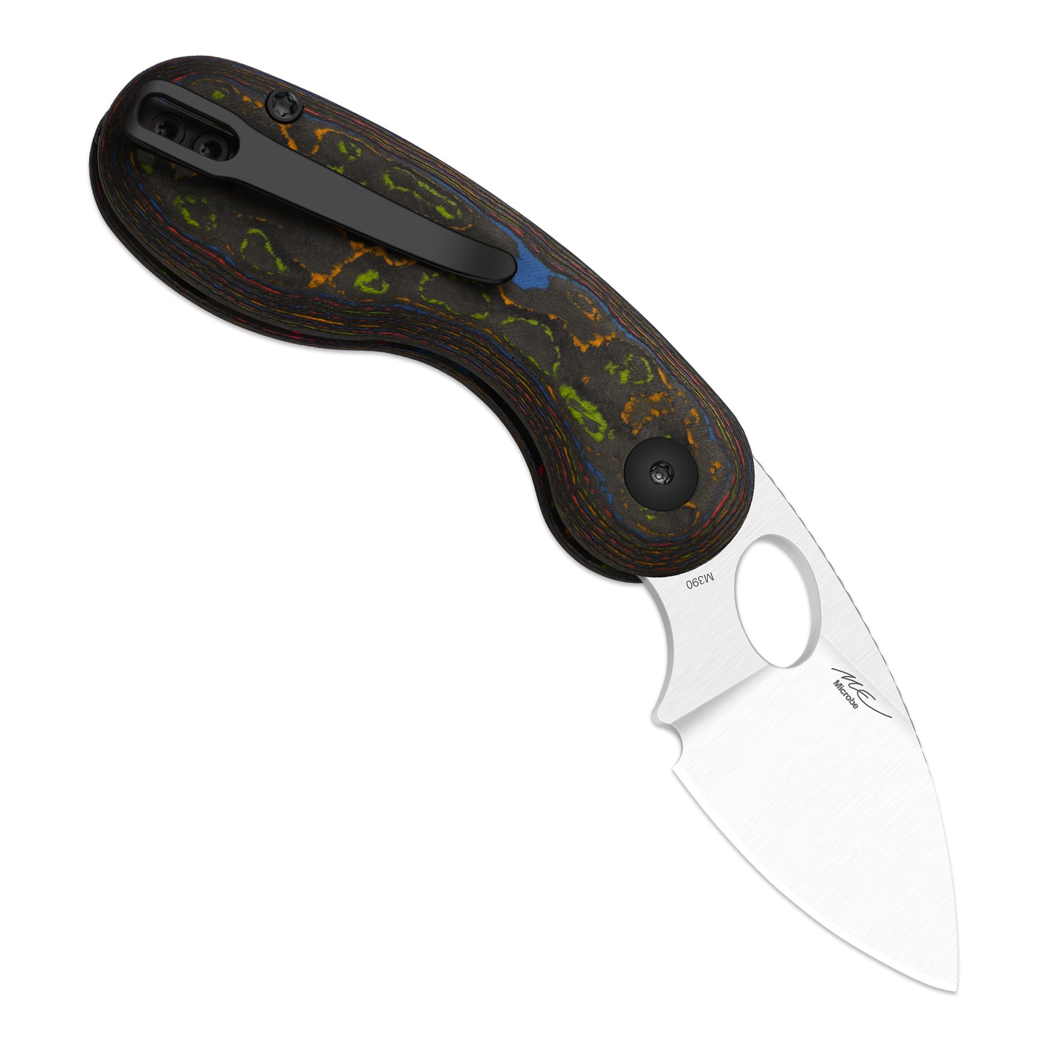 Microbe™ | Kizer Button Liner Lock™ | M390 | Camo Carbon 80's | KizerB™ 2742A1