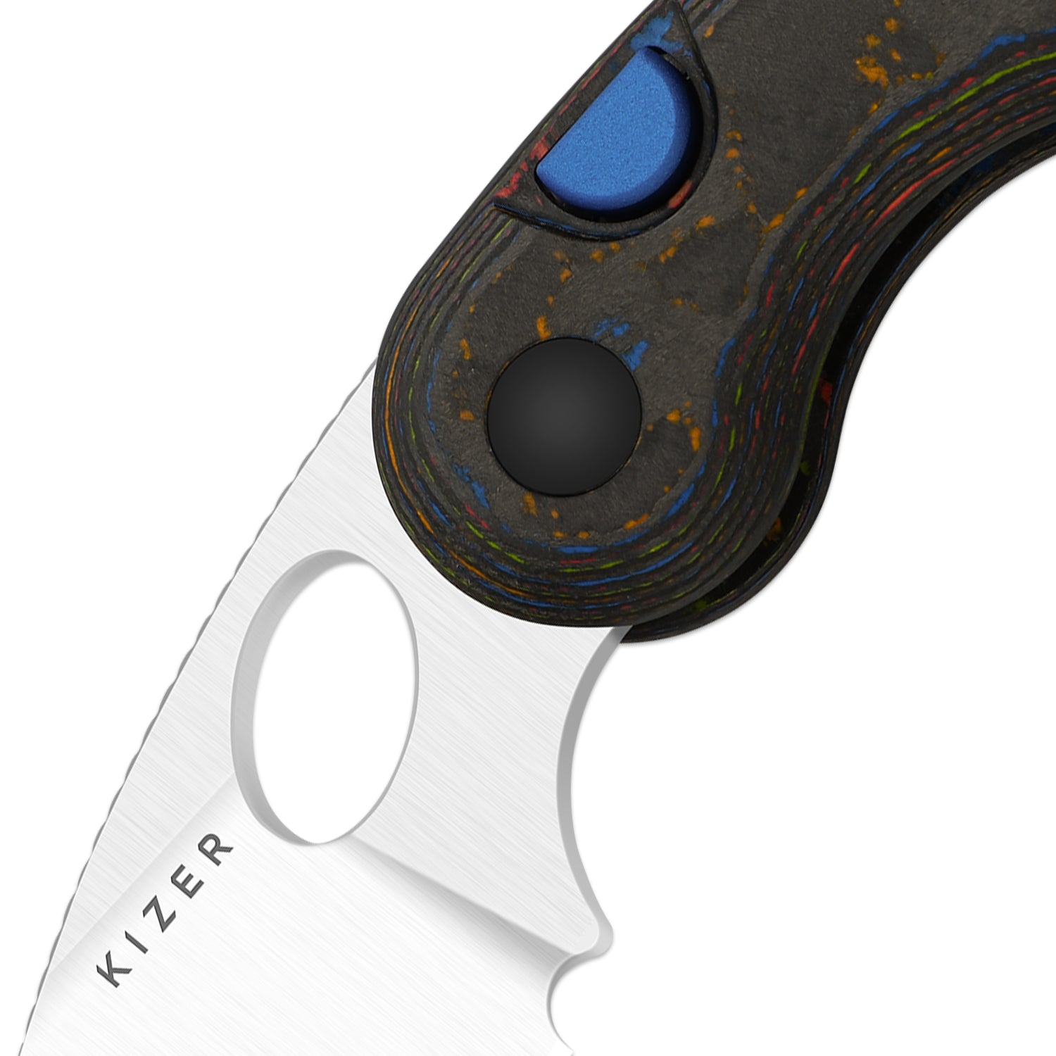 Microbe™ | Kizer Button Liner Lock™ | M390 | Camo Carbon 80's | KizerB™ 2742A1