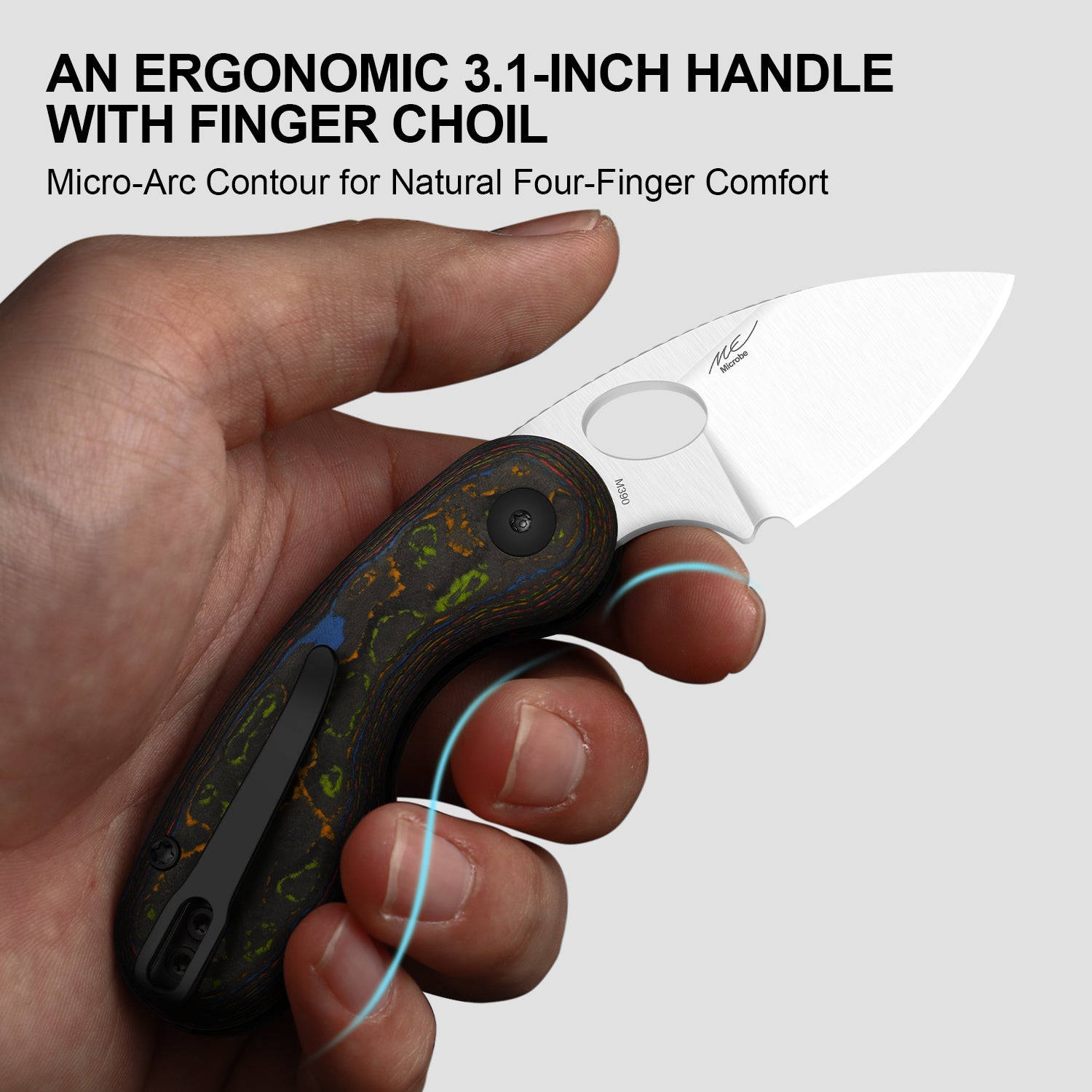 Microbe™ | Kizer Button Liner Lock™ | M390 | Camo Carbon 80's | KizerB™ 2742A1