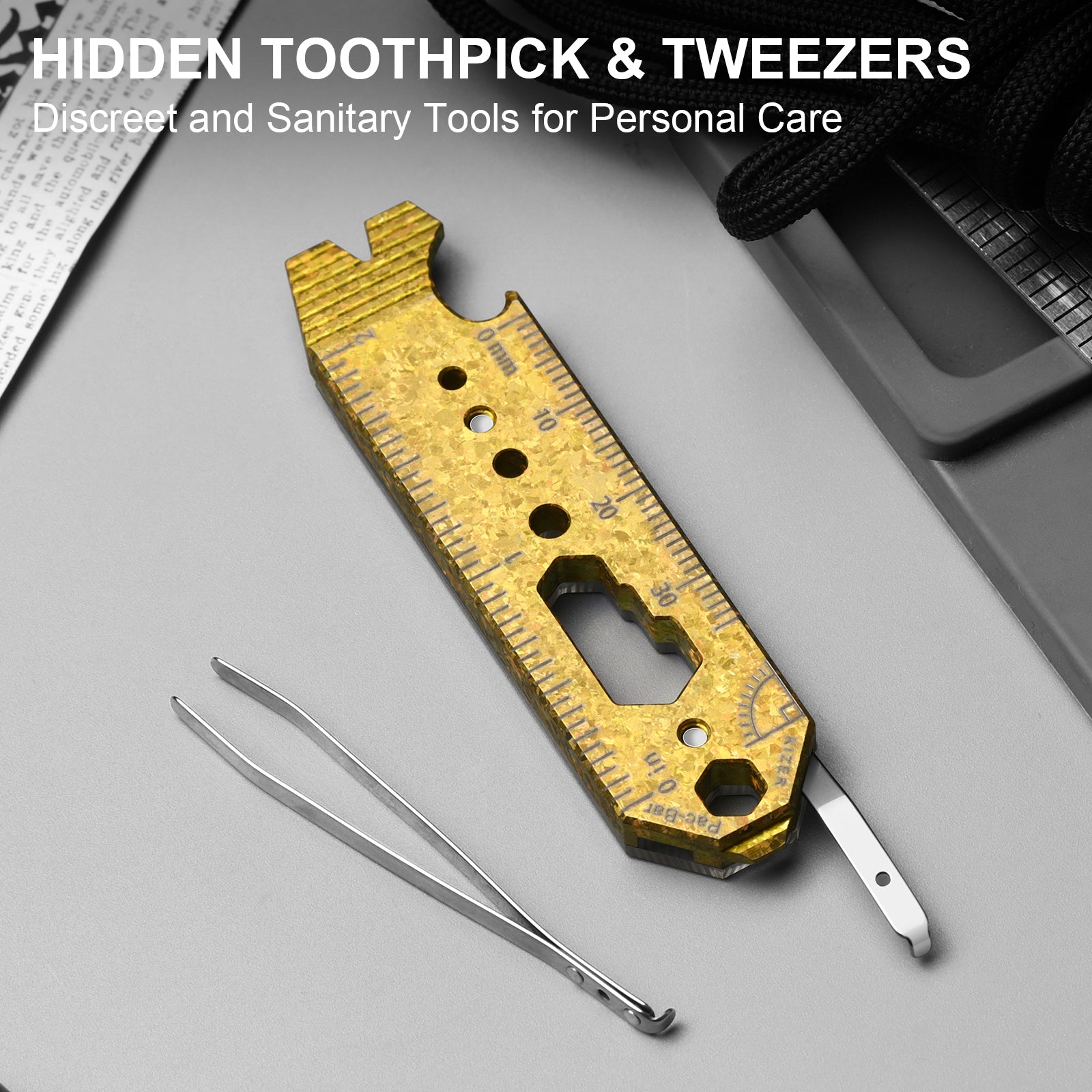 Kizer Crystallized Titanium & Acrylic EDC Multi-Functional Tools Purple Pac-Bar