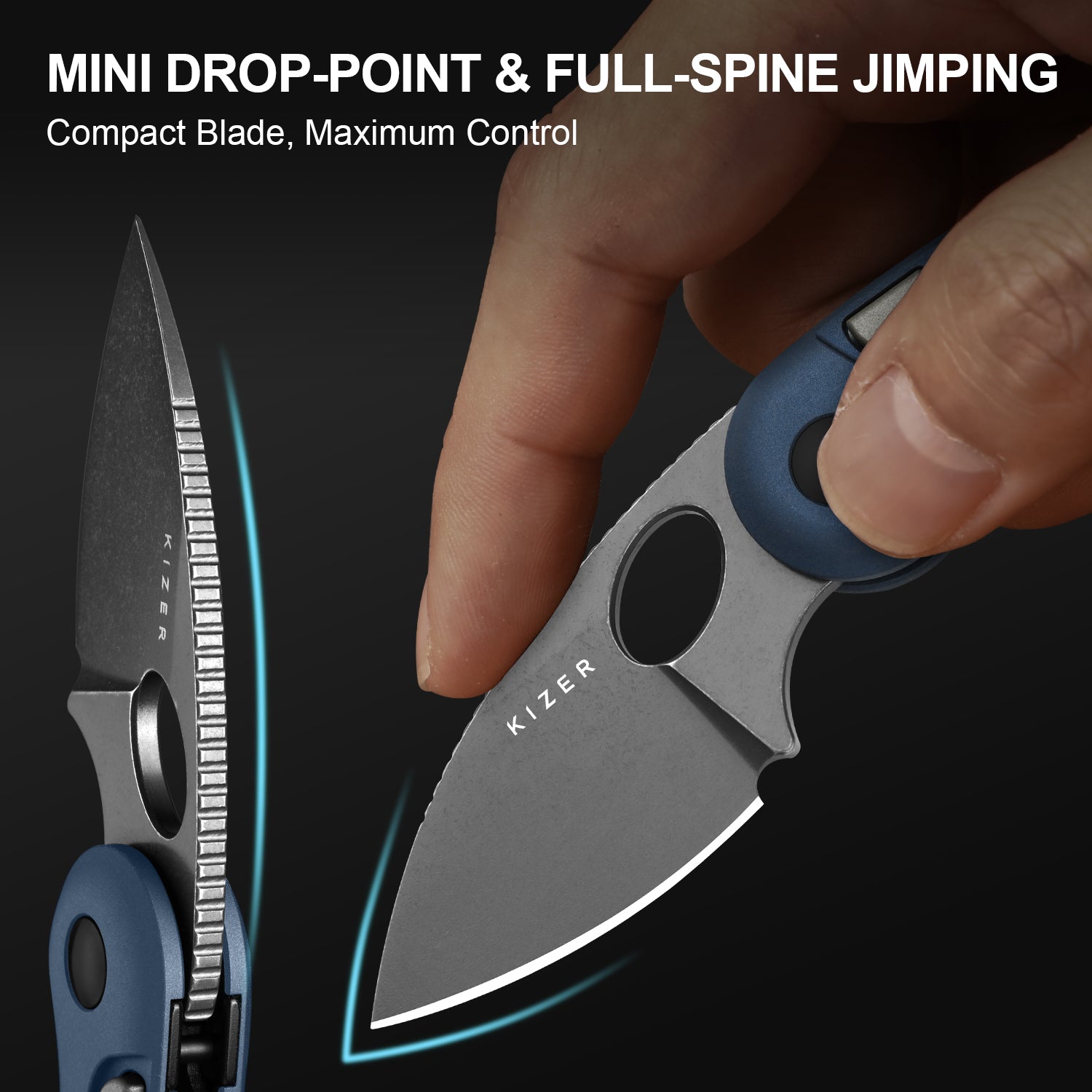 Microbe™ | Kizer Button Liner Lock™ | 14C28N | Aluminum | KizerV™ 2742A1