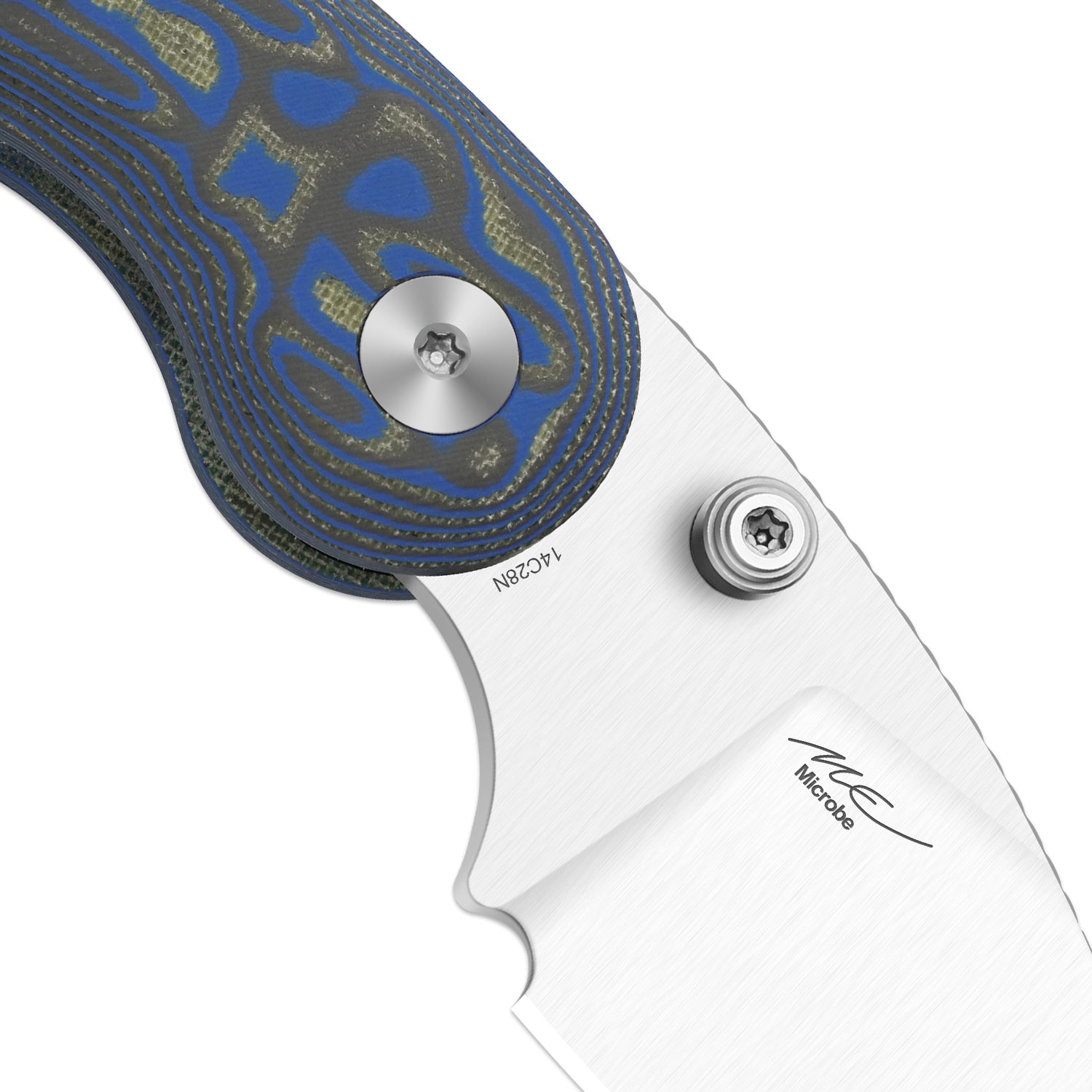 Microbe™ | Kizer Button Liner Lock™ | Micarta With Vortex Pattern | 14C28N | KizerV™ 2742A6