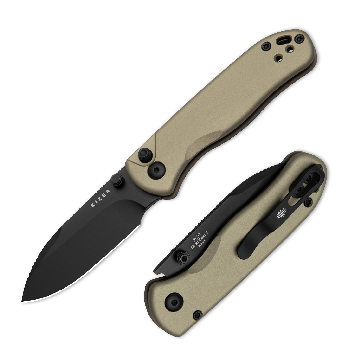 Drop Bear® 2 | Kizer Button Liner Lock™ | Nitro-V | Aluminum | KizerV™ 3619.2CD1