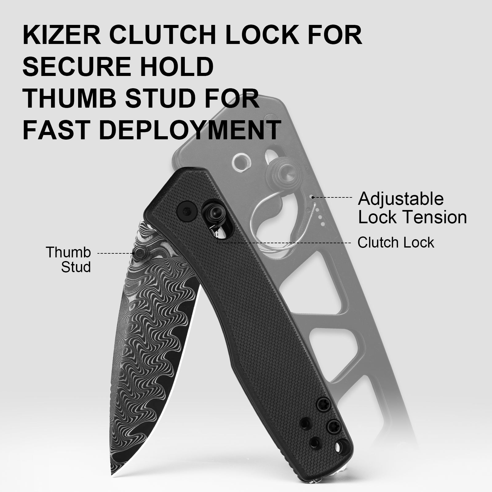Aegis | Kizer Clutch Lock™ | Damascus | G10 | KizerV™ 3774A2