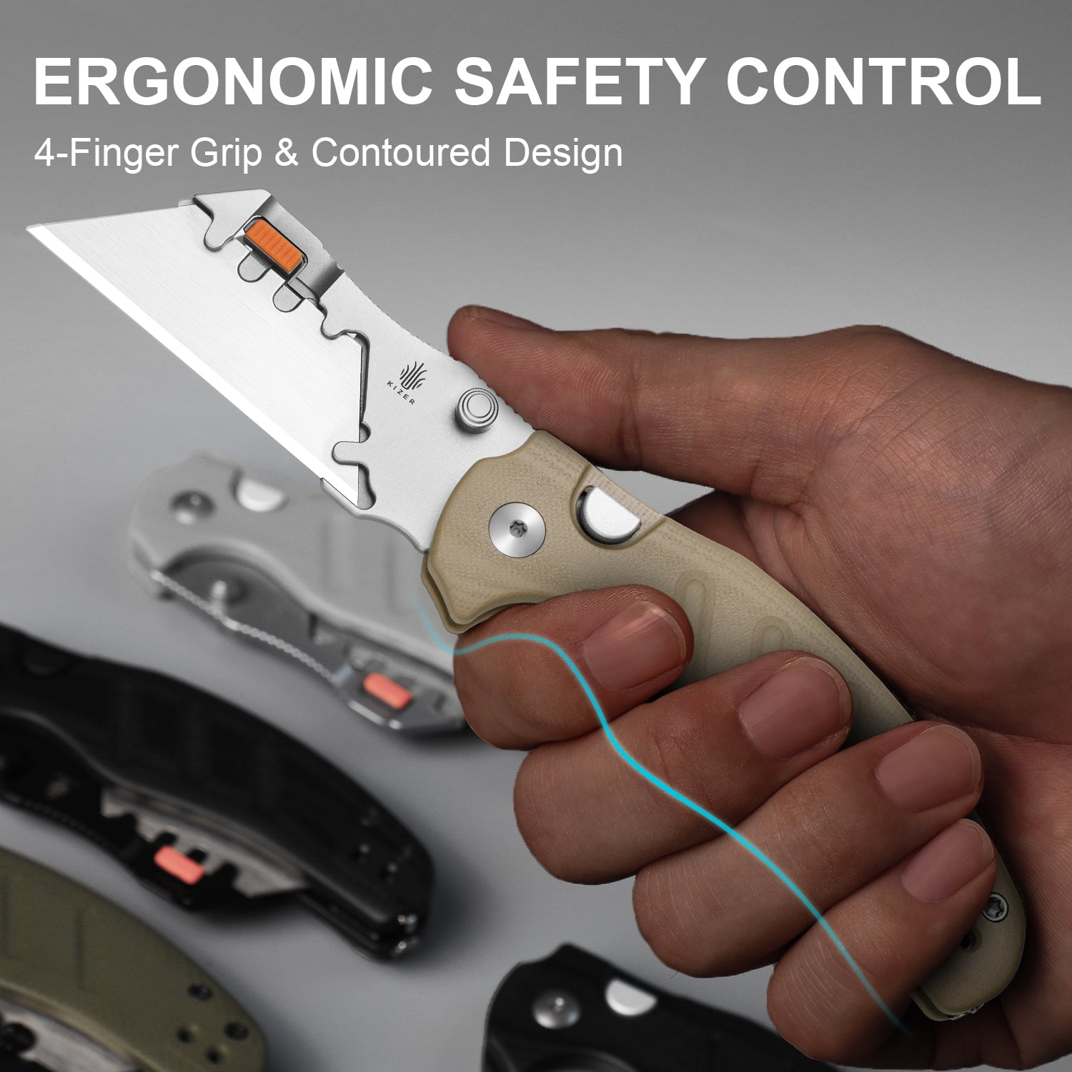 Sheepdog® Utility Knives | Kizer Button Liner Lock™ | C01C Uti 2 | 5Cr15MoV | KizerV™ 3488.29JNA2