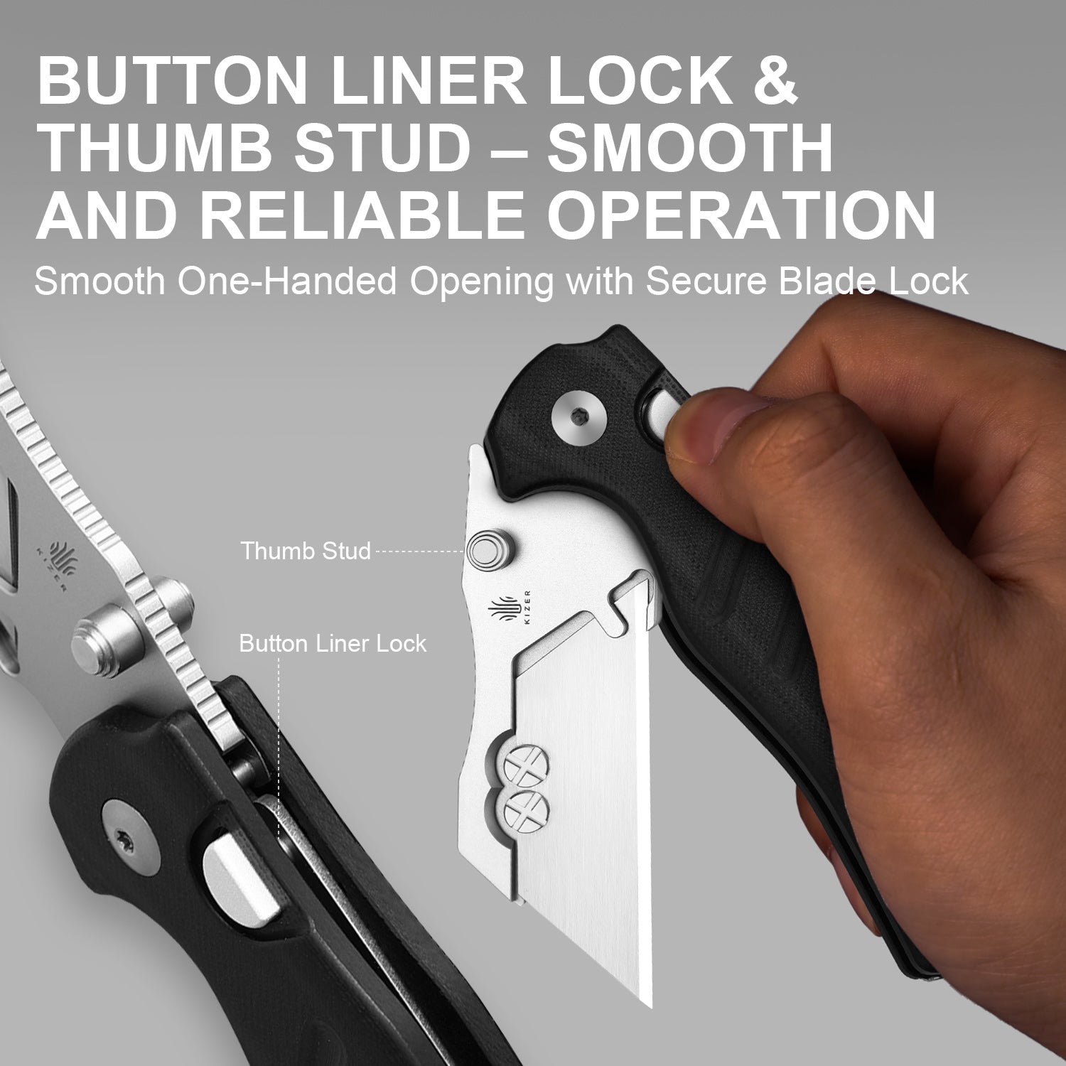 Sheepdog® Utility Knives | Kizer Button Liner Lock™ | C01C Uti 1 | 5Cr15MoV | KizerV™ 3488.29JSA3