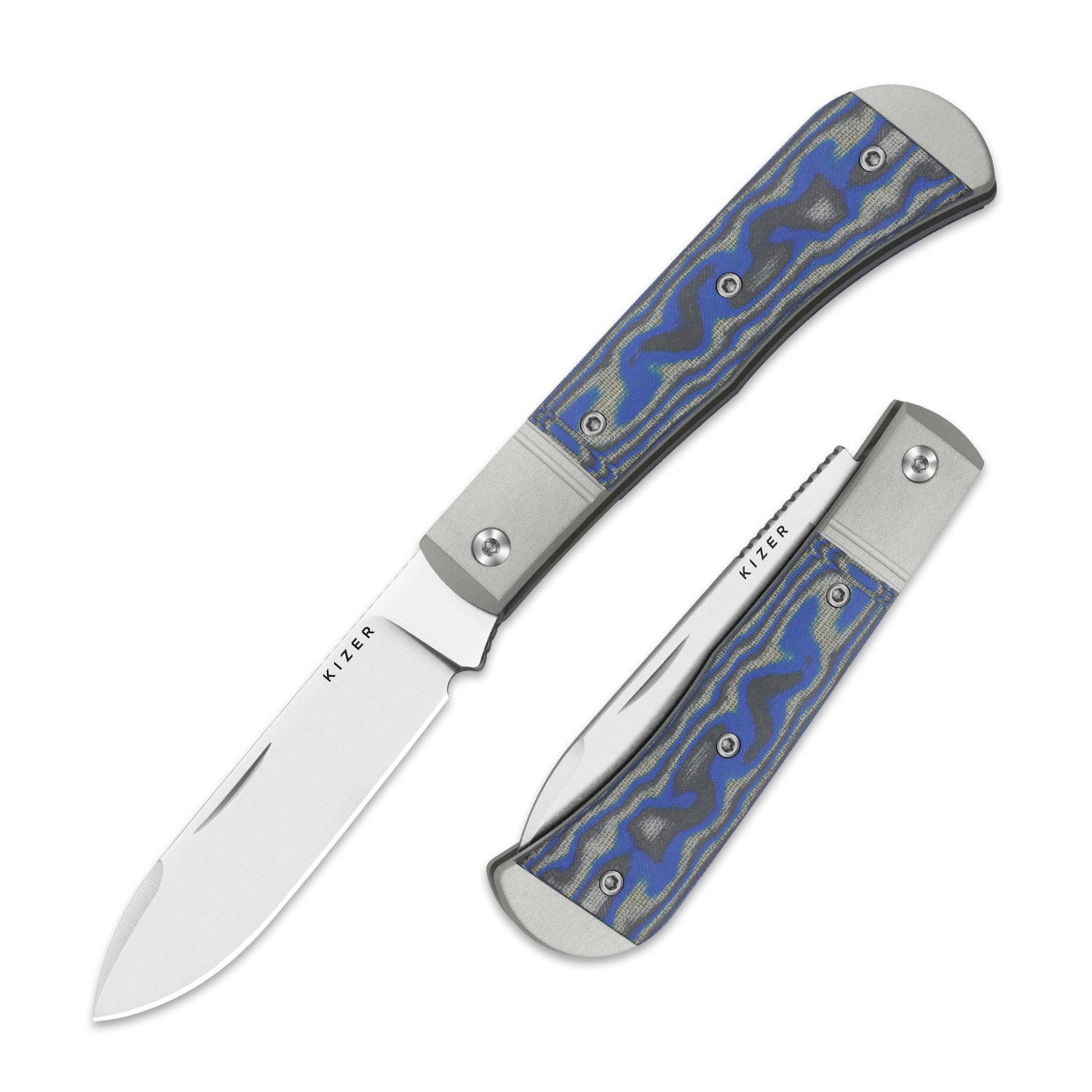 Trestle D | Micarta With Vortex Pattern | Slip Joint | Nitro-V | KizerV™ 3760A2